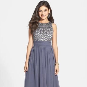 Elegant Embellished Chiffon Sleeveless Gown  - Size 4